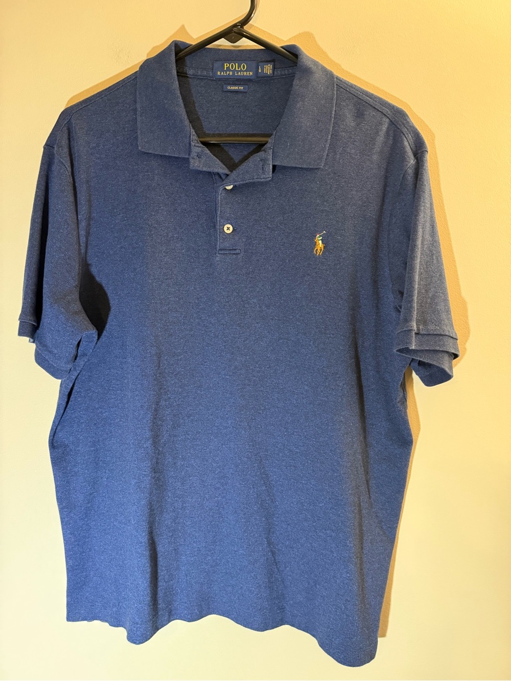 Polo Ralph Lauren Men’s Navy Polo with Yellow Pony size Large